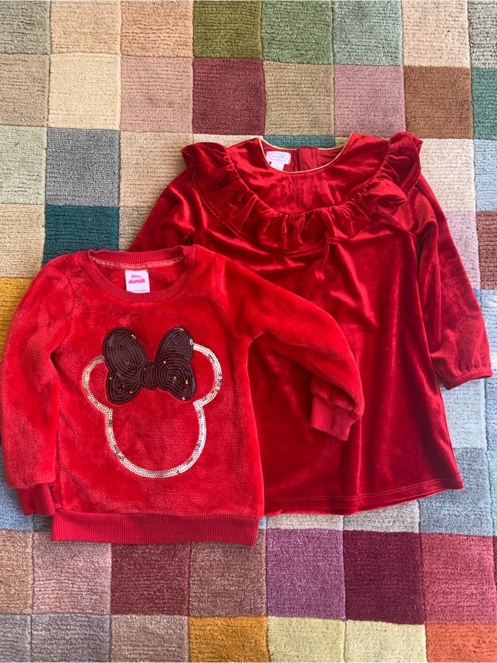 3T Girls’ Red Velvet Holiday Bundle Minnie Mouse Christmas Dress and Sweater